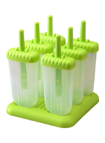 Buy 6-Piece Ice Cream Popsicle Molds Green/Clear in Saudi Arabia