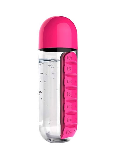 Buy Plastic Water Bottle With Daily Pill Box Organizer Pink/Clear in Egypt