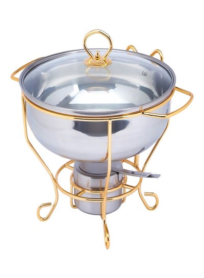 Buy Wellshine Chafing Dish With Lid Silver/Gold 3.5Liters in Saudi Arabia