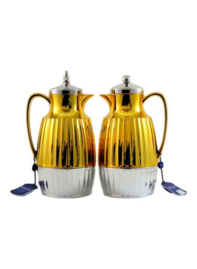 Buy 2-Piece Tea And Coffee Flask Set Gold/Silver in UAE