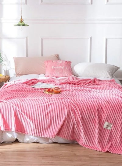 Buy Soft Blanket Fleece Pink 200x230cm in UAE