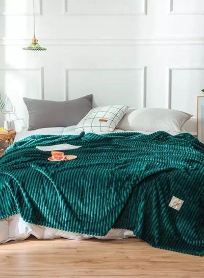 Buy Soft Bed Blanket Fleece Green 200x230cm in UAE