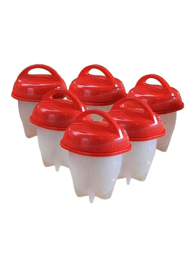 Buy 6-Piece Silicone Egg Poachers Red/White 3x6inch in Saudi Arabia