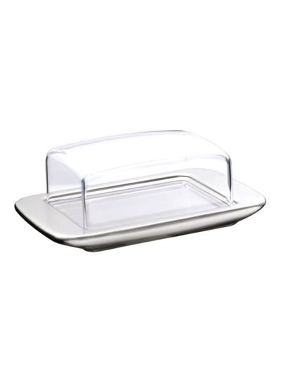 اشتري loft Butter Dish Clear/Silver 9x18x6.5cm في الامارات