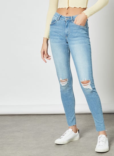Buy Ripped Skinny Jeans Blue in Saudi Arabia
