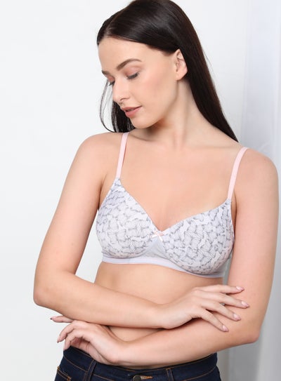 Buy Non Padded Printed  T-Shirt Bra Grey in Saudi Arabia