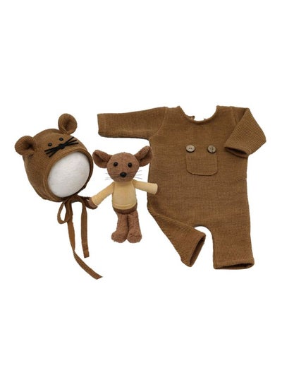 Buy 3-Piece Photography Clothing Baby Modeling Costume Kit, Brown/Beige/Black in UAE