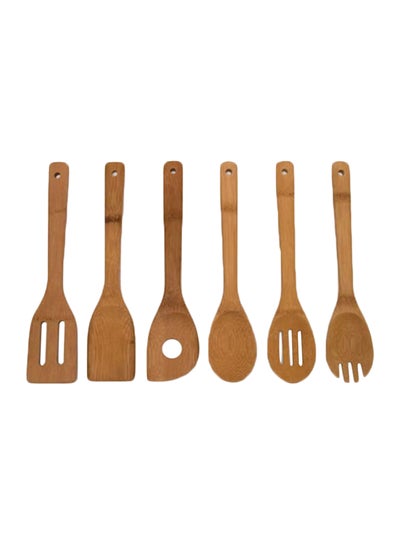 Buy 6-Piece Spoon Spatula Cooking Utensil Tool Brown 30x6cm in Egypt