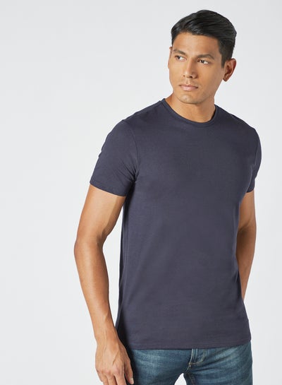 اشتري Basic Crew Neck T-Shirt Blue في مصر