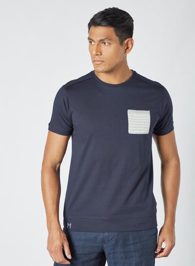 Buy Contrast Patch Pocket T-Shirt Blue in Egypt