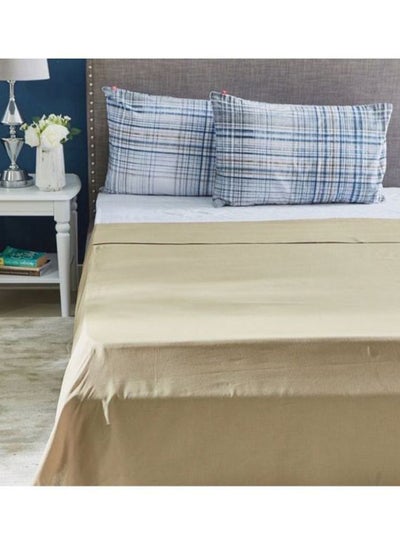 Buy Wellington Flat Sheet Cotton Beige 260x170cm in UAE