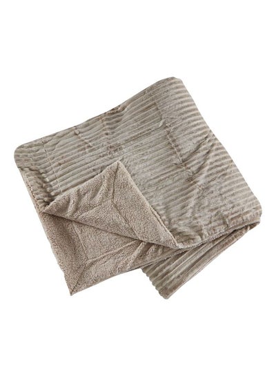 Buy Texas Luxot Flannel Blanket microfiber Beige 220x240cm in Saudi Arabia