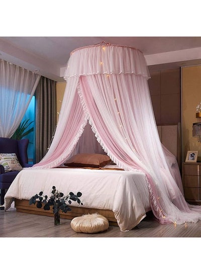 Buy Gorgeous Lace Round Dome Mosquito Net Polyester Pink 110  x 47 x 492cm in Saudi Arabia