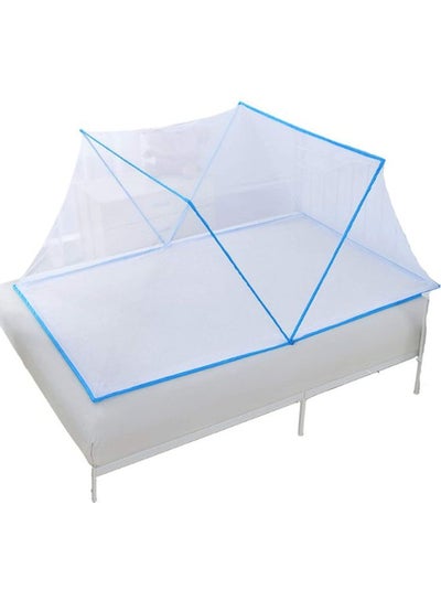 Buy Portable Folding Mosquito Net Polyester Blue/White 190x100x80cm in Saudi Arabia