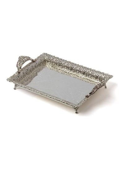 Buy Fancy Design Serving Mirror Tray Silver 37 x 27 x 6cm in Saudi Arabia