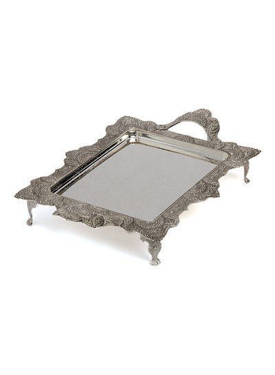 Buy Fancy Design Serving Tray Silver in Saudi Arabia