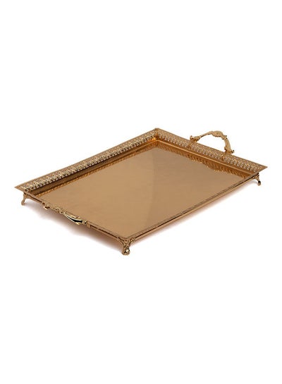 Buy Gold Plated Rectangular Shaped Tray Gold 62 x 46 x 6cm in Saudi Arabia