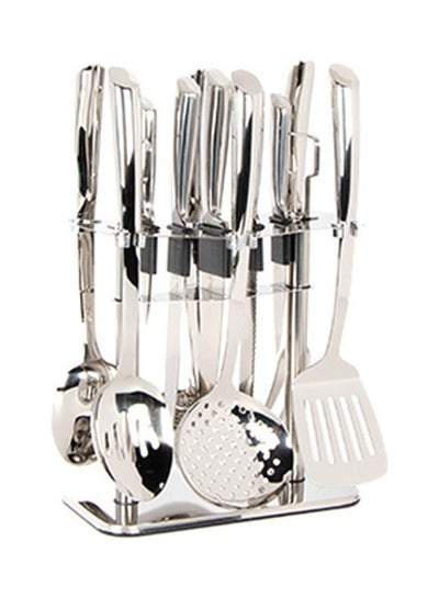 Buy 12-Piece Serving Spoons Set Silver 39 x 25 x 25cm in Saudi Arabia