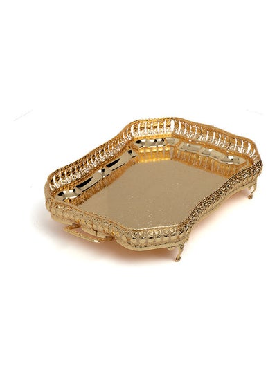 Buy Fancy Design Stainless Steel Tray Gold 50 x 37 x 5cm in Saudi Arabia