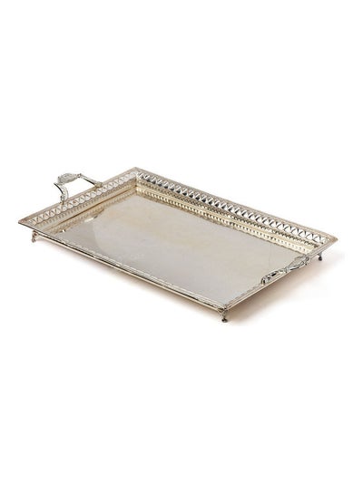 Buy Fancy Design Serving Tray Silver 61 x 41 x 6cm in Saudi Arabia