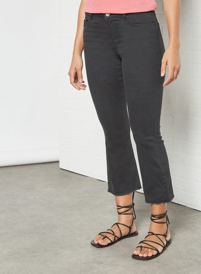 Buy Crop Flared Jeans Black in Egypt