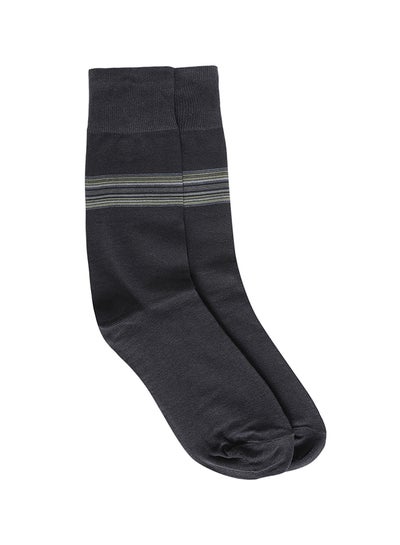 Buy Printed Casual Crew Socks Charcoal Grey in UAE