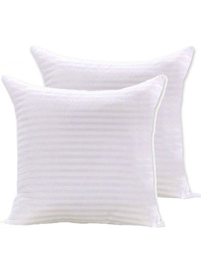 Buy 2-Piece Stripe Hotel Pillows Cotton White 45x45cm in Saudi Arabia