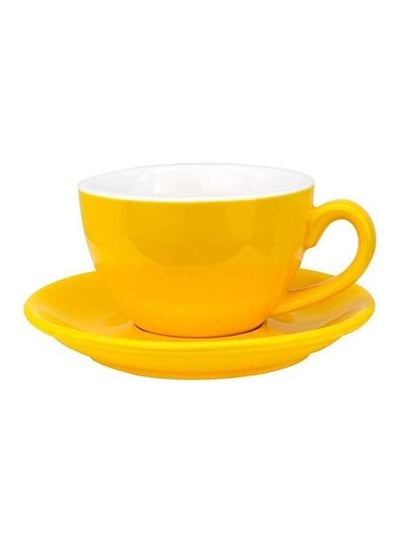 Buy Coffee Cup With Saucer Yellow 250ml in Saudi Arabia