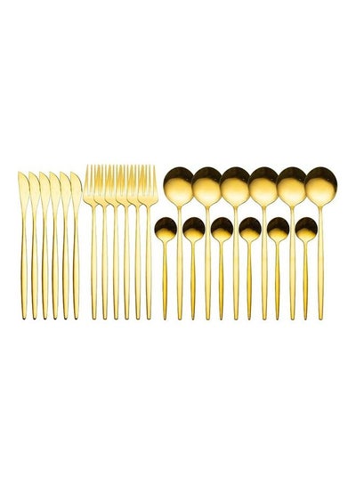 Buy 24-Piece Tableware Cutlery Set Gold in UAE