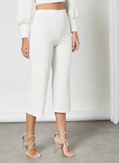 Buy High Waist Crop Pants Ivory in Saudi Arabia