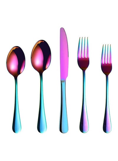 Buy 5-Piece Titanium Cutlery Set Multicolour in Saudi Arabia