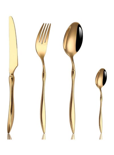 Buy 4-Piece Cutlery Set Gold in Saudi Arabia