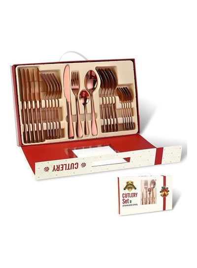 Buy 24-Piece Of Elegant Life Cutlery Set Rose Gold in UAE