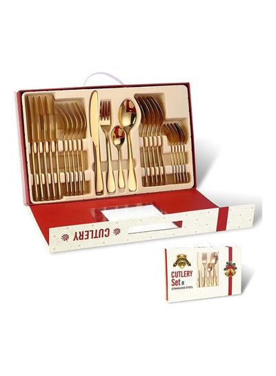 Buy 24-Piece Of Elegant Life Cutlery Set Gold in UAE