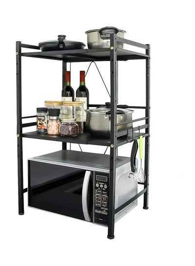 Buy 2 Tier Expandable Microwave Oven Rack Black 36x78cm in UAE