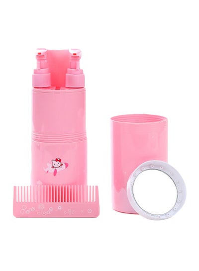 Buy Portable Travel Washing Cup Set Pink/White 6.8x6.8x20cm in Saudi Arabia