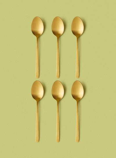 Buy 6 Piece Tablespoons Set - Made Of Stainless Steel - Silverware Flatware - Spoons - Spoon Set - Table Spoons - Serves 6 - Design Gold Sail Gold Sail 6 Pc Table Spoon in UAE