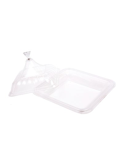 Buy Square Tray With Cover Clear 34x34x18.3cm in UAE