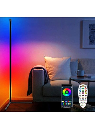 اشتري مصباح LED أرضي للزاوية بإضاءة RGB ومزود بجهاز تحكم عن بعد متعدد الألوان 142سم في السعودية