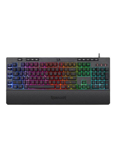 Buy Redragon Shiva K512 RGB Backlit Membrane Wired Gaming Keyboard with Multimedia Keys, 6 Extra On-Board Macro Keys, Dedicated Media Control, Detachable Wrist Rest- Black in UAE