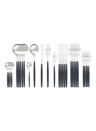 Buy 30-Piece Various Size Stainless Steel Cutlery Set Silver/Black in Saudi Arabia