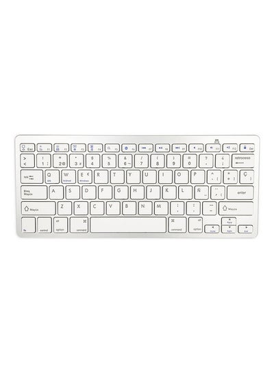 Buy 78 Keys Spanish Wireless BT Keyboard Silver in UAE