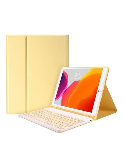 Buy Detachable BT Keyboard Case with Elastic Pen Slot Compatible with Apple iPad Pro 11 Yellow in UAE