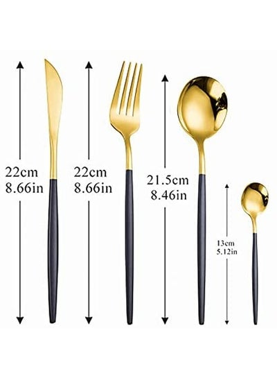 Buy 4-Piece Stainless Steel Cutlery Set Black/Gold in Saudi Arabia