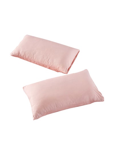 Buy 2-Piece Bella Solid Pillowcase Set Microfiber Pink 75x50cm in Saudi Arabia