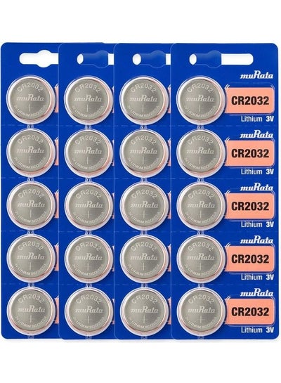 Buy 20-Piece Pack CR2032 Lithium 3V Coin Cell Battery Silver in UAE