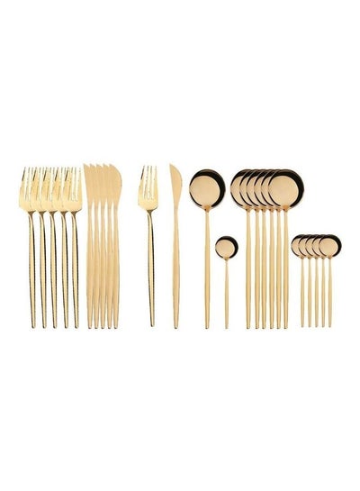 Buy 24-Piece Stainless Steel Cutlery Set Gold in Saudi Arabia