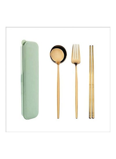 Buy 4-Piece Stainless Steel Cutlery Set With Storage Case Gold in Saudi Arabia