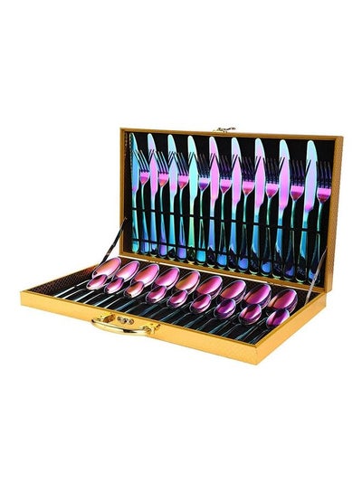 Buy 36-Piece Stainless Steel Cutlery Set With Storage Case Multicolour in Saudi Arabia