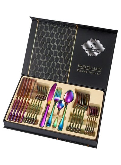 Buy 24-Piece Cutlery Set Multicolour in Saudi Arabia